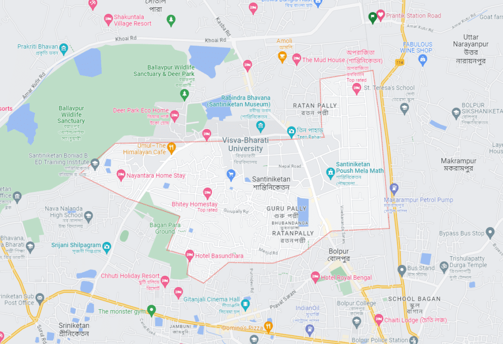 Map of Santiniketan